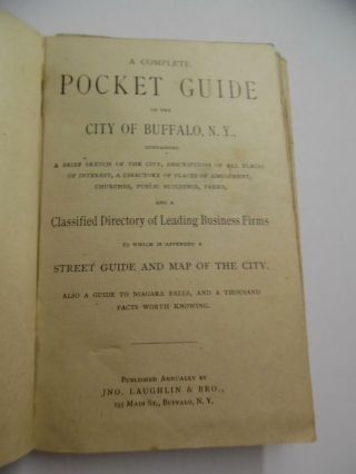 1888 Illustrated Guide To City of Buffalo York,  Folding Map John Laughlin 2