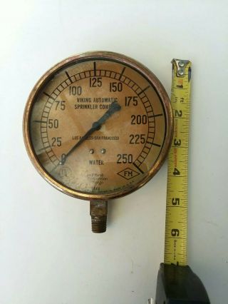Antique 1949 Jas.  P.  Marsh Brass Fire Sprinkler water Pressure Gauge 4