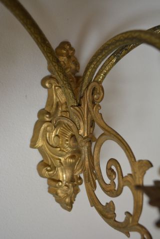Stunning Antique Gilt Bronze Brass 3 Candle Light Wall Sconce Circa 1890 French 7