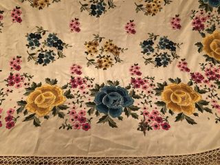 ANTIQUE CHINESE CANTON EMBROIDERED SILK SPANISH PIANO SHAWL EMBROIDERY HEAVY L - 6 10