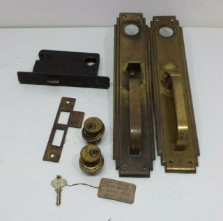 15 " Russwin Entry Mortise Lock Set - W/cylinder & Key Antique Door Kit Brass