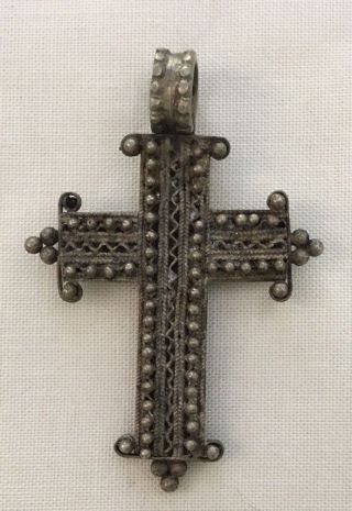 181019 - Begin 19th Century Ethiopian Old Coptic Handmade Neck Cross - Ethiopia.