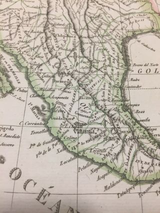 Antique 1810 J.  D.  Tardieu French Map Of Mexico Texas California Central America 11