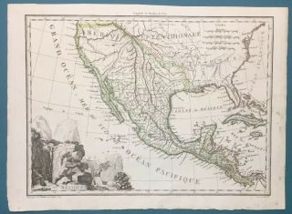 Antique 1810 J.  D.  Tardieu French Map Of Mexico Texas California Central America