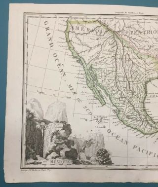 Antique 1810 J.  D.  Tardieu French Map Of Mexico Texas California Central America 2