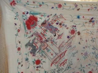 ANTIQUE CHINESE HAND EMBROIDERED SILK PIANO SHAWL MULTI COLOR PS140 4