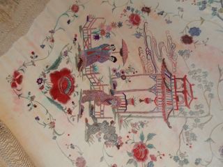 ANTIQUE CHINESE HAND EMBROIDERED SILK PIANO SHAWL MULTI COLOR PS140 6
