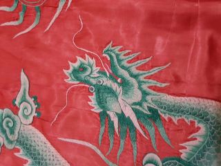 Antique Chinese Silk Hand Embroidered Dragon Panel 187x142cm (X986) 6