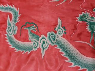 Antique Chinese Silk Hand Embroidered Dragon Panel 187x142cm (X986) 7