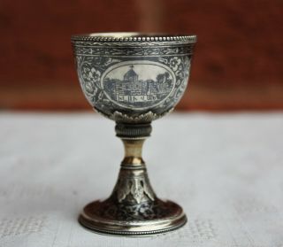 19th Century Ottoman Turkish Niello Solid Silver Egg Cup 2
