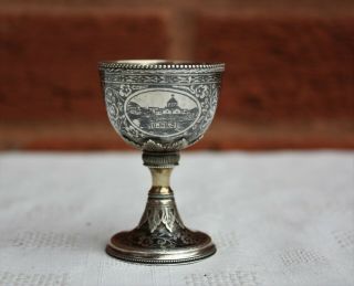 19th Century Ottoman Turkish Niello Solid Silver Egg Cup 4