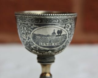 19th Century Ottoman Turkish Niello Solid Silver Egg Cup 5