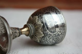 19th Century Ottoman Turkish Niello Solid Silver Egg Cup 7