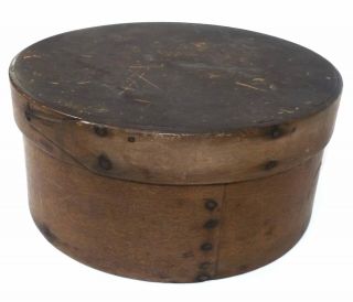 Great Antique Wooden Primitive Round Lidded Shaker Pantry Box 2