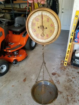 Chas Forschner & Sons Antique Hanging Brass Produce Scale.  Type 33 Serial E - 1