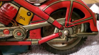 1958 RED VINTAGE HARLEY DAVIDSON RED MOTORCYCLE RARE TIN TOY MADE IN JAPAN 7