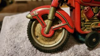 1958 RED VINTAGE HARLEY DAVIDSON RED MOTORCYCLE RARE TIN TOY MADE IN JAPAN 8
