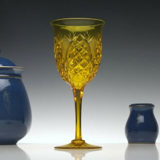 Rare 19th Century Stevens & Williams Uranium Yellow Glass Goblet C1890