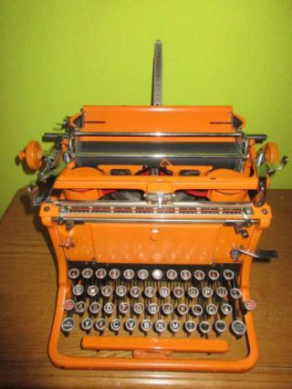 A Unique German Orange Typewriter Continental Wanderer - Werke Art Deco From 1913
