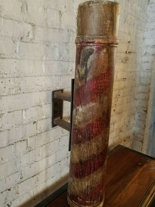 Antique Wooden Barber Pole Americana