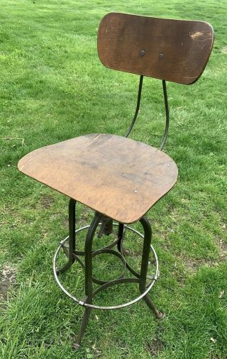 Vtg 30s 40s Toledo Uhl Drafting Stool Chair Industrial Art Urban Loft Decor Ex,