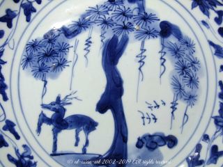 A Very Fine Late Ming B & W Jingdezhen (kosometsuke) Deer Dish.  Tianqi/chongzhen