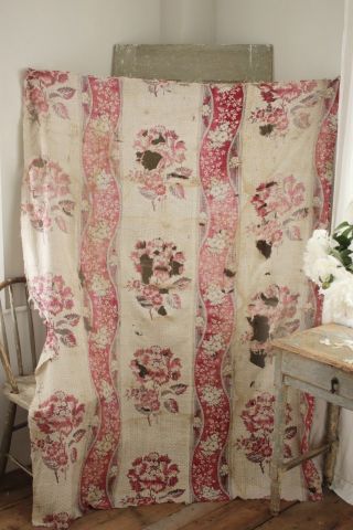 18th Century French Antique Fabric Timeworn Floral Picotage