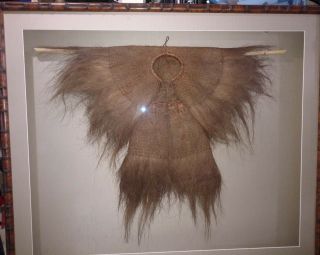 Framed Chinese coir woven coconut fiber raincoat & hat early 1900 ' s? 2