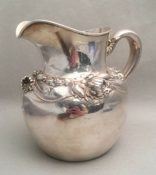 Black Starr & Frost Sterling Pitcher With Dimensional Flowers
