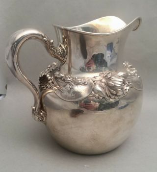 Black Starr & Frost Sterling Pitcher With Dimensional Flowers 3