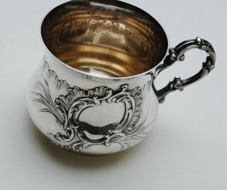 ANTIQUE FRENCH STERLING SILVER EXTRA LARGE CUP & SAUCER ROCOCO 508 grams 4