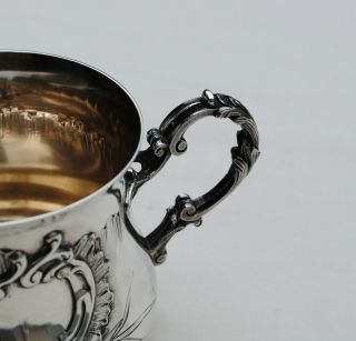 ANTIQUE FRENCH STERLING SILVER EXTRA LARGE CUP & SAUCER ROCOCO 508 grams 6