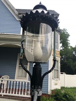 Vintage Early 1900 Cast Iron Street Lamp 2