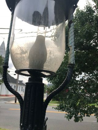 Vintage Early 1900 Cast Iron Street Lamp 5