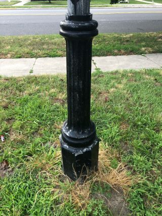 Vintage Early 1900 Cast Iron Street Lamp 6
