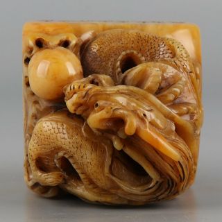 Chinese Exquisite Hand - carved Dragon Carving Shoushan Stone seal 8