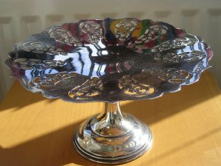 Large Attractive Solid Silver Tazza Cake Stand - 484 Grams