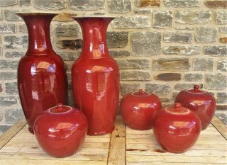 Rare Chinese 19 C Langyao Flambe Porcelain Vase Jar Oxblood Sang De Boeuf Ginger 11