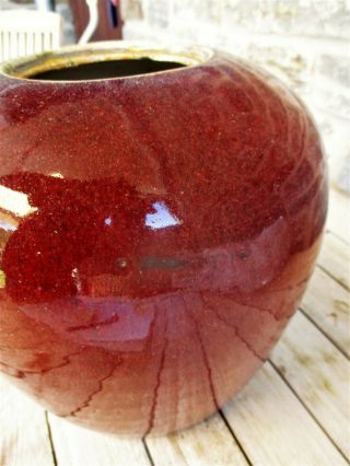 Rare Chinese 19 C Langyao Flambe Porcelain Vase Jar Oxblood Sang De Boeuf Ginger 12