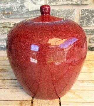 Rare Chinese 19 C Langyao Flambe Porcelain Vase Jar Oxblood Sang De Boeuf Ginger
