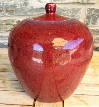 Rare Chinese 19 C Langyao Flambe Porcelain Vase Jar Oxblood Sang De Boeuf Ginger 2
