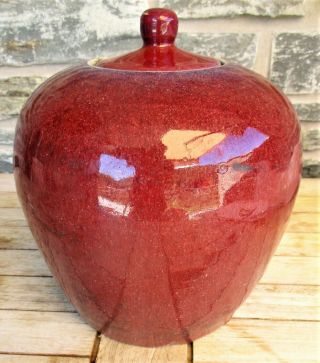 Rare Chinese 19 C Langyao Flambe Porcelain Vase Jar Oxblood Sang De Boeuf Ginger 3