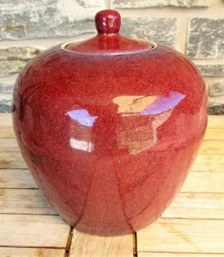 Rare Chinese 19 C Langyao Flambe Porcelain Vase Jar Oxblood Sang De Boeuf Ginger 4