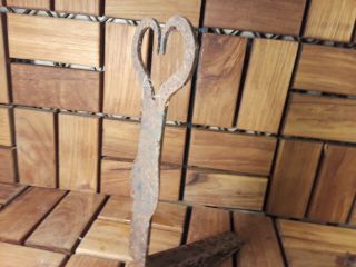 Antique Cast Iron - Blacksmith Wrought Forged Heart Shaped Hooks (X3) - Neat 4