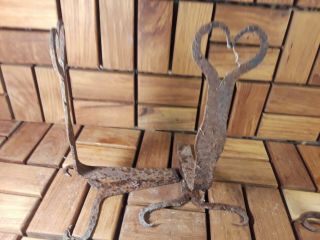 Antique Cast Iron - Blacksmith Wrought Forged Heart Shaped Hooks (X3) - Neat 6