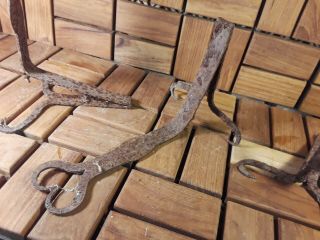 Antique Cast Iron - Blacksmith Wrought Forged Heart Shaped Hooks (X3) - Neat 7