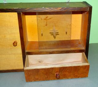 Vintage Old Wooden Medicine Apothecary Cabinet Chest Cupboard wall mount w/label 5