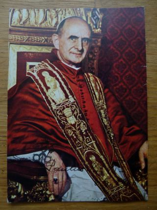 Rare Pope Paul Vi Signed Card - Personally Signed 6.  5.  1966 - Vatican Seal