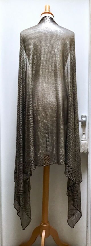Antique Egyptian Black And Silver Assuit Shawl.  Wide And Heavy.  Art Deco
