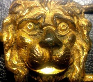 Authentic Ancient Roman Bronze Sword Hanger Head Of The Lion Gold Gilt Very Rare